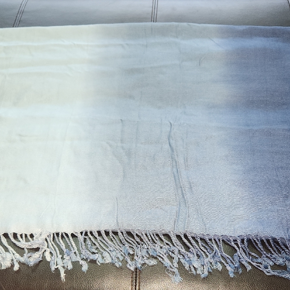 Light Blue Ombre Scarf with Fringe